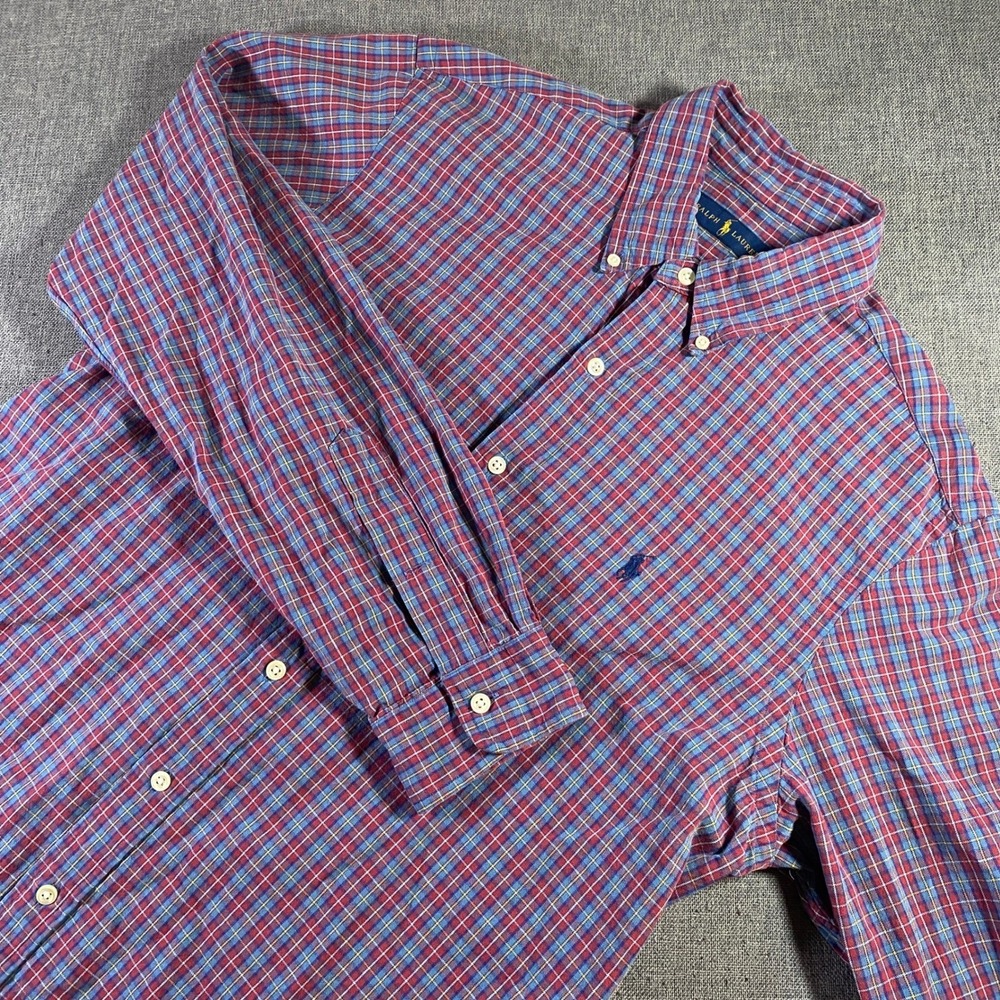 Ralph Lauren Plaid‎ Button Down Long Sleeve Shirt Mens Casual L